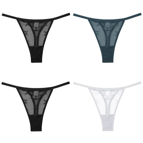 Lot de 4 culottes bikini en dentelle pour femme, strings sexy, tailles S à XL, sous-vêtements confortables dos nageur, lingerie sexy 2022
