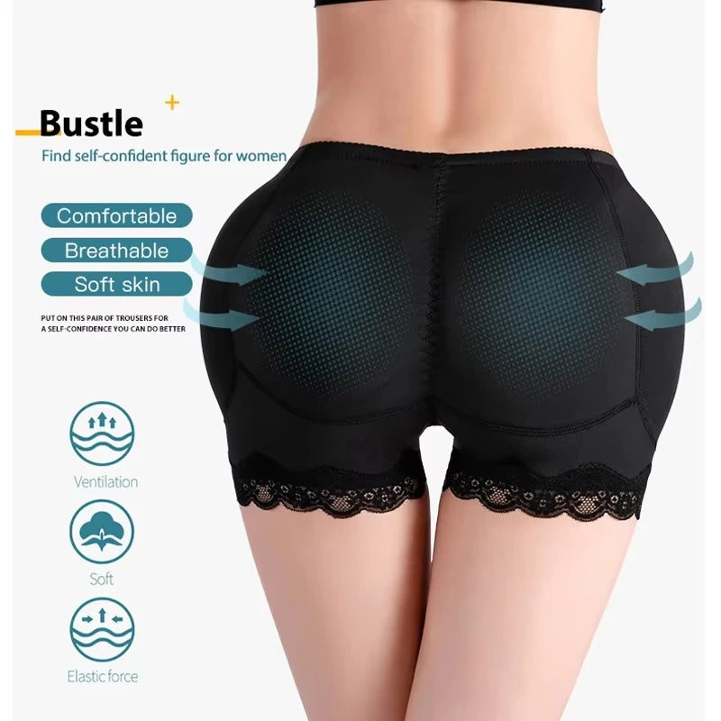 Culotte gainante avec coussinets pour les hanches, effet push-up et rehausseur de fesses, ventre plat, effet lissant, effet fesses rebondies.