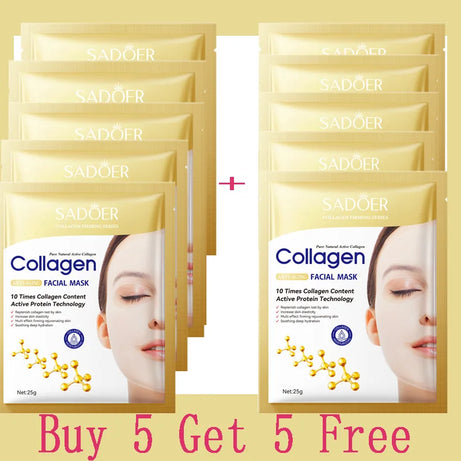 Lot de 10 masques faciaux anti-rides au collagène, anti-âge, atténue les ridules, raffermit la peau, hydrate et illumine le teint, cosmétique coréenne