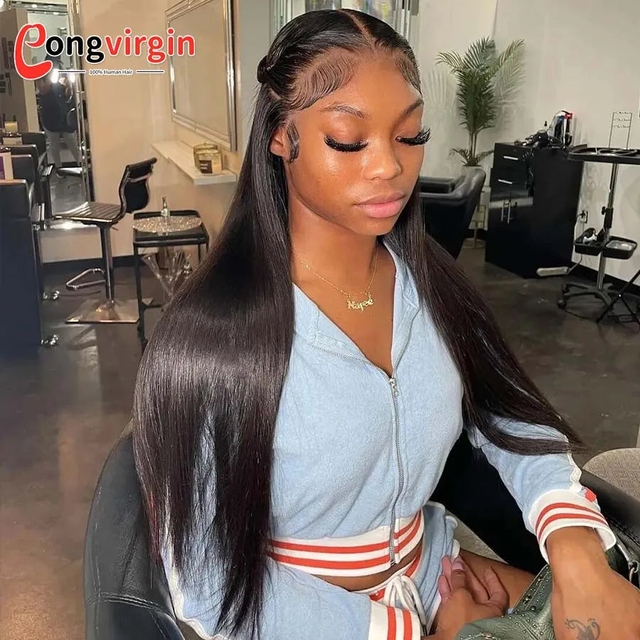 Perruque 5x5 sans colle, cheveux humains, prête à porter, dentelle prédécoupée, perruque lisse à lace front pour femmes