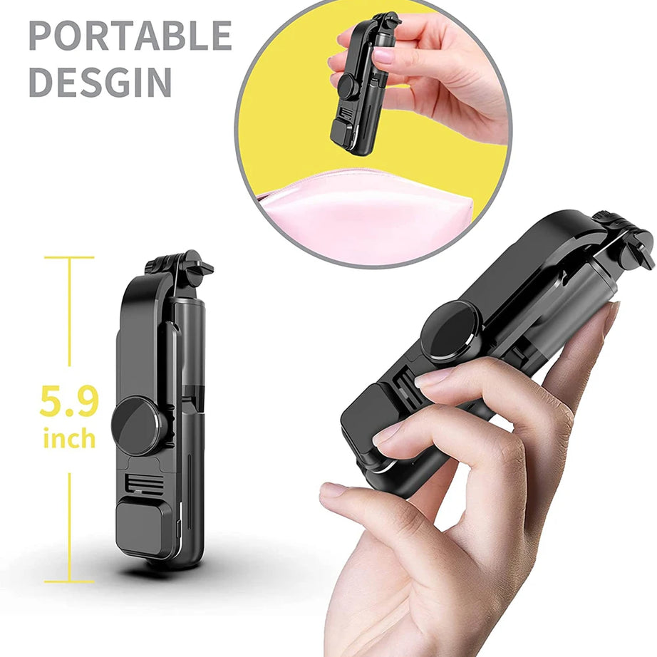 Perche à selfie sans fil Bluetooth avec trépied pliable et portable, éclairage d'appoint et télécommande pour smartphones Android et iPhone.
