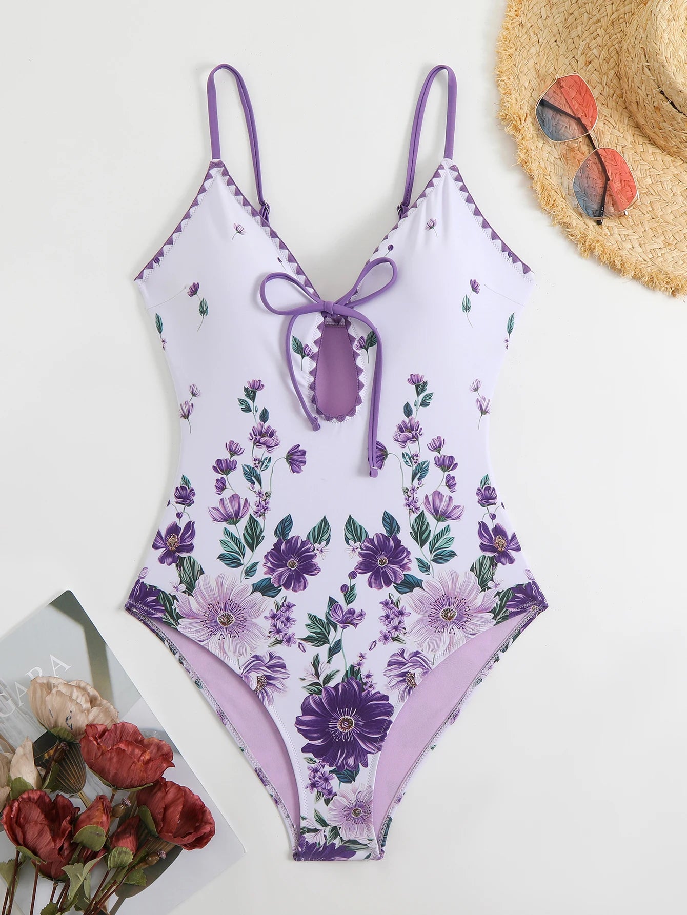 Maillot de bain une pièce imprimé 2026 pour femme, à lacets, body push-up, monokini, tenue de plage d'été