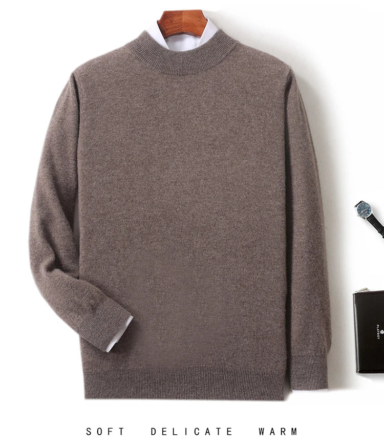 Pull 100 % laine mérinos pour femme, grande taille jusqu'à 5XL, col demi-lune, maille ample, manches longues, finitions cachemire.