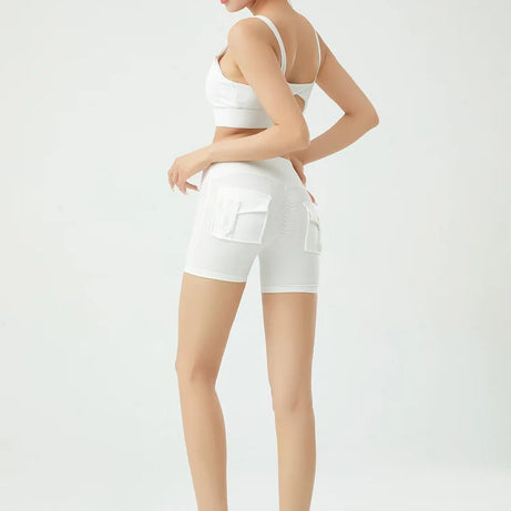 Short de fitness Peach Butt pour femme, pantalon cargo trois-quarts à séchage rapide avec poche, legging de yoga gainant pour l'été