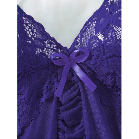 Summer Hot Sexy Sleepwear Dress Sleeveless Backless Women Lace Sheer Nightdress Solid Color Soft Pajamas Short V-neck Thong Set