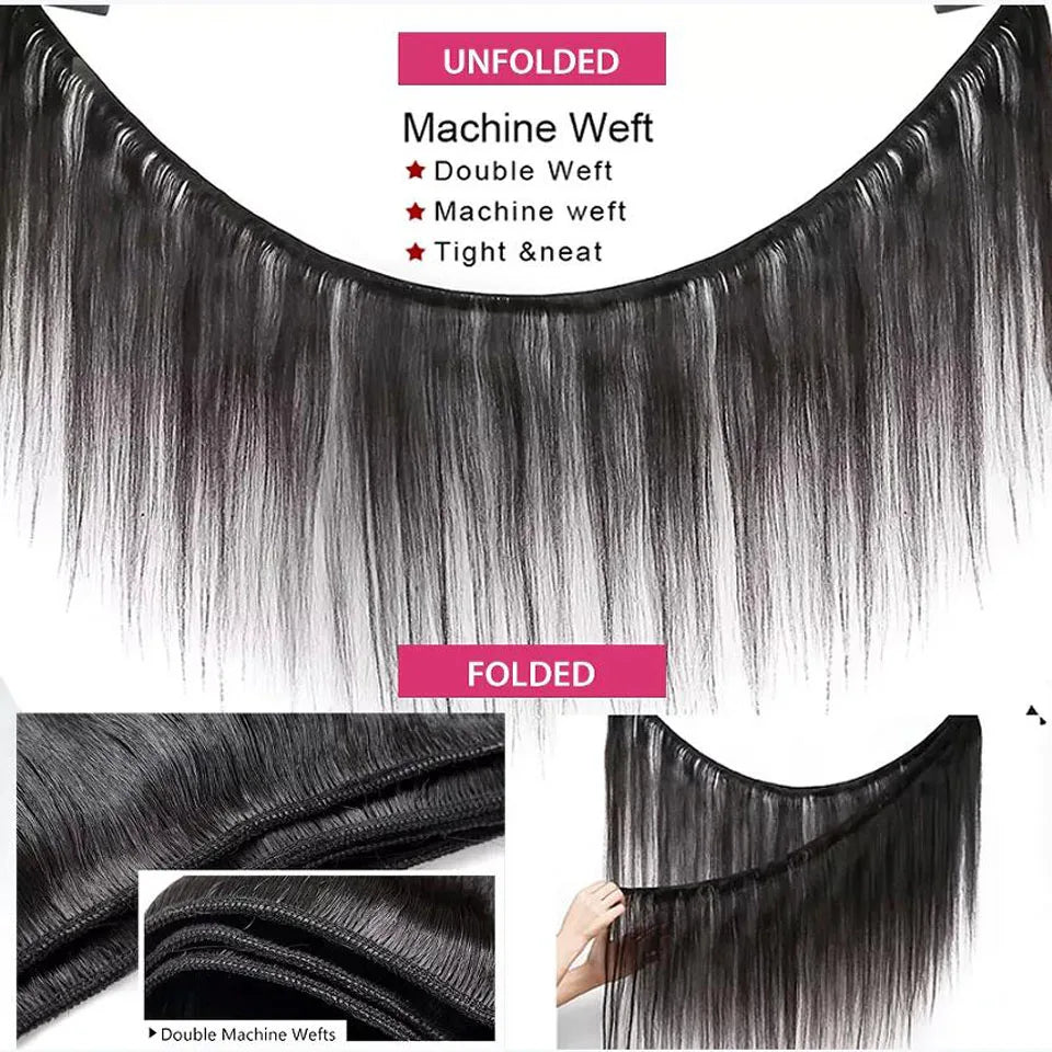 Extensions de cheveux lisses Tissage, 45, 50 et 55 cm (18, 20 et 22 pouces), cheveux naturels brésiliens, qualité 10A. Livraison en 3 jours en France.