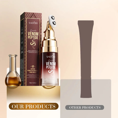 Crème contour des yeux SADOER à base de venin de serpent, de peptides et de caféine, anti-rides, massante, anti-cernes et hydratante. Soin anti-âge pour les yeux.