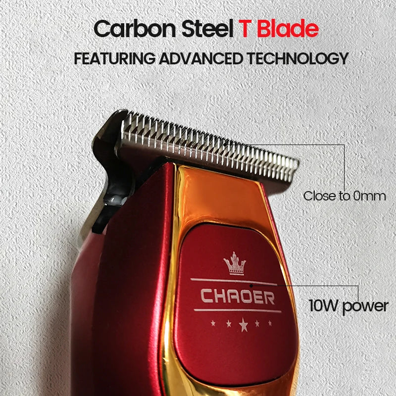 Tondeuse à cheveux professionnelle puissante pour hommes, lame en T de 0 mm, tondeuse électrique rechargeable, machine de coiffure et de rasage pour barbe