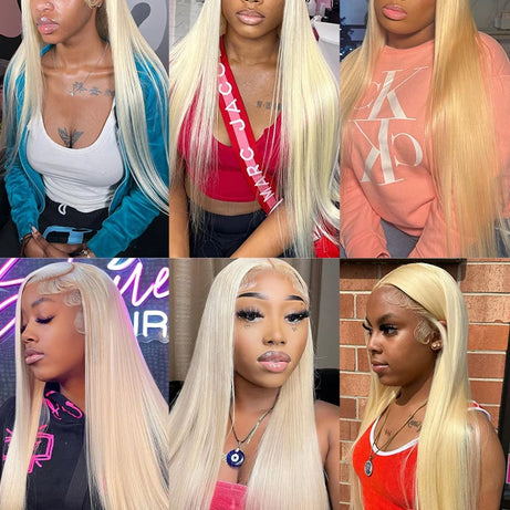 13x4 13x6 360 HD Transparent 613 Honey Blonde Color Lace Front Human Hair Wigs for Women Raw Brazilian Straight Lace Frontal Wig