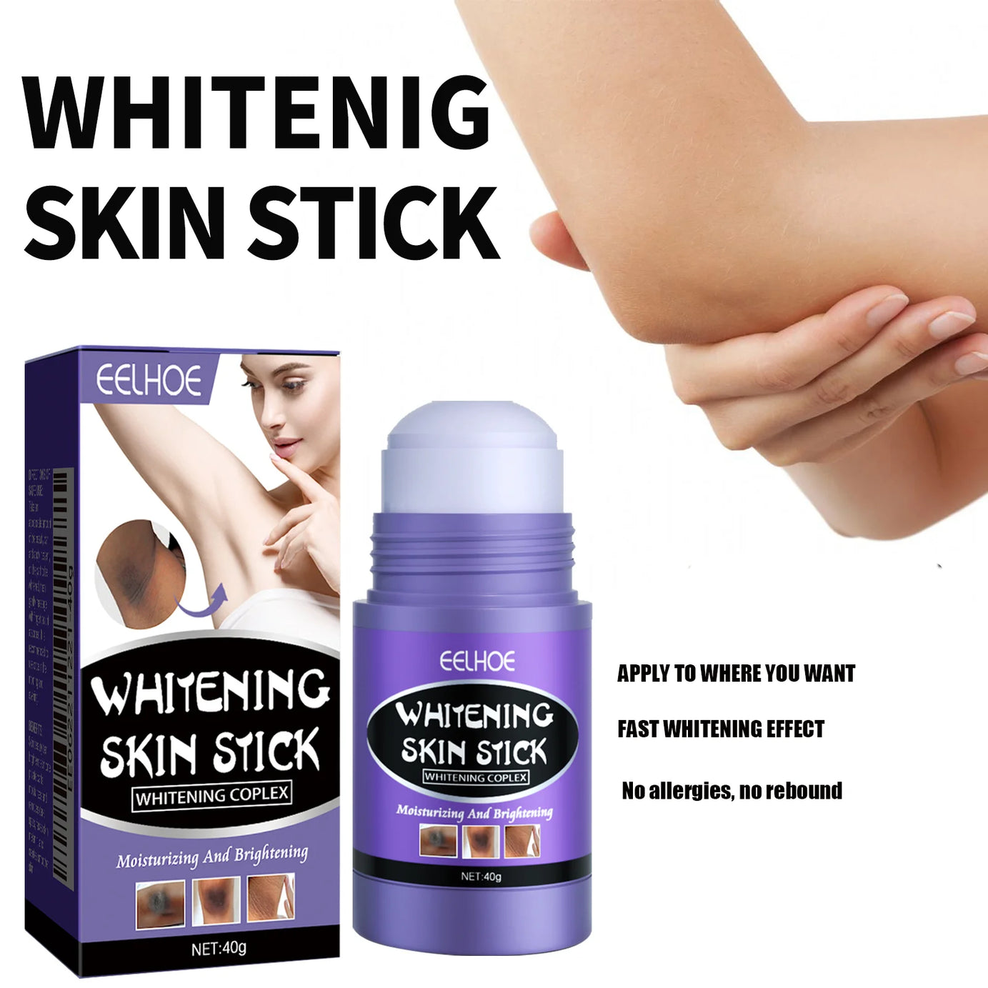 Crème éclaircissante pour les aisselles, les parties intimes et la peau foncée ; lotion éclaircissante pour le corps, les genoux, les aisselles et les mamelons.