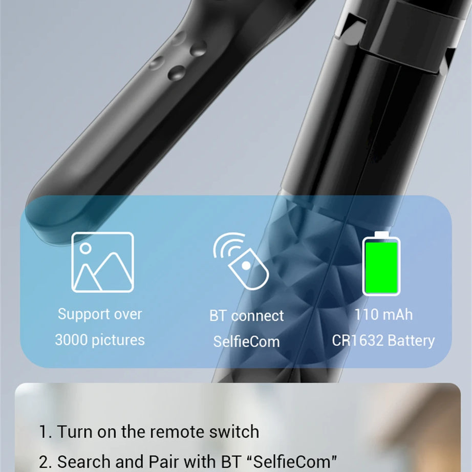 Perche à selfie sans fil FANGTUOSI 1750 mm, trépied, monopode pliable avec lumière LED pour smartphones, prise de vue stable et équilibrée en direct
