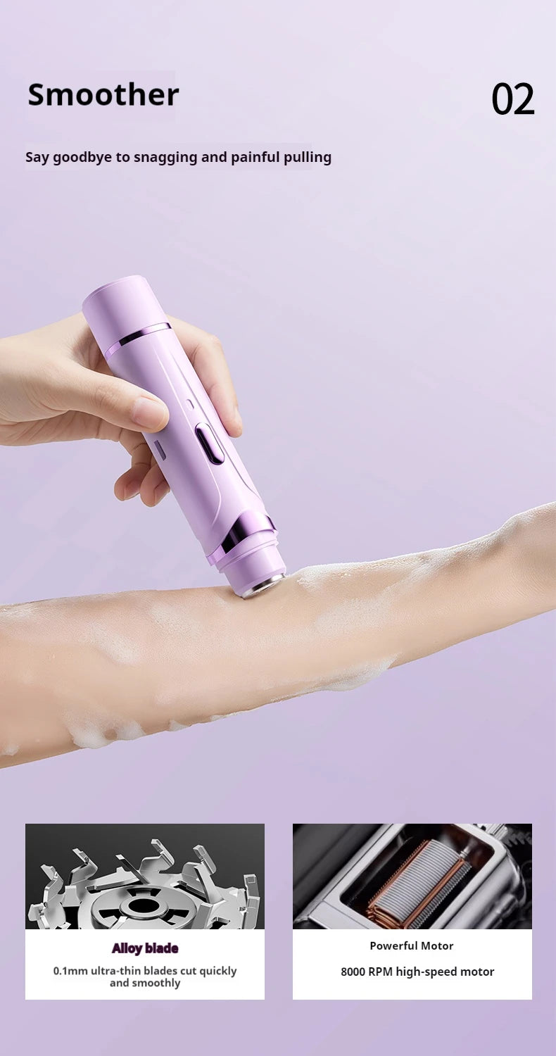 Rasoir électrique 2 en 1 pour femmes, épilation indolore, tondeuse corporelle rechargeable, épilateur pour aisselles et moustache