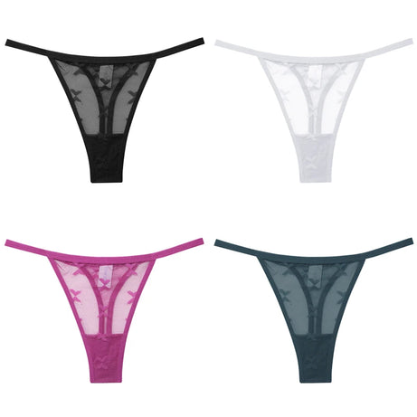 Lot de 4 culottes bikini en dentelle pour femme, strings sexy, tailles S à XL, sous-vêtements confortables dos nageur, lingerie sexy 2022