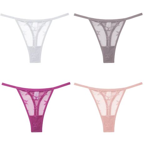 Lot de 4 culottes bikini en dentelle pour femme, strings sexy, tailles S à XL, sous-vêtements confortables dos nageur, lingerie sexy 2022