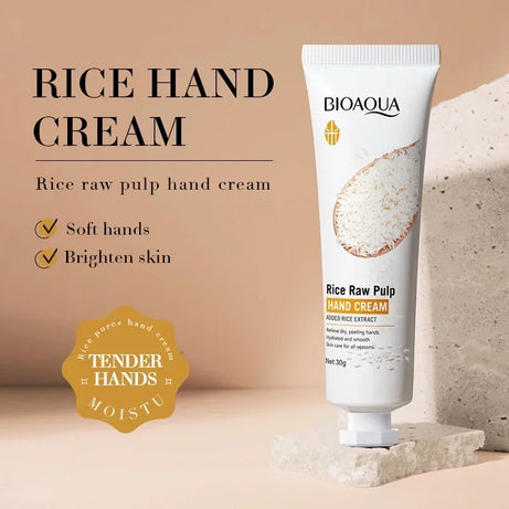 Crème pour les mains au riz, volumisante, rajeunissante, nourrissante, hydratante et rafraîchissante, non grasse, 30 g