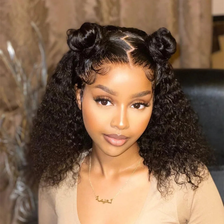 Perruques bouclées au carré, cheveux humains brésiliens, 13x4 Deep Water Wave, perruques frontales en dentelle 5x1 et 13x1 avec raie en T, pour femmes, pré-épilées à 200 %.