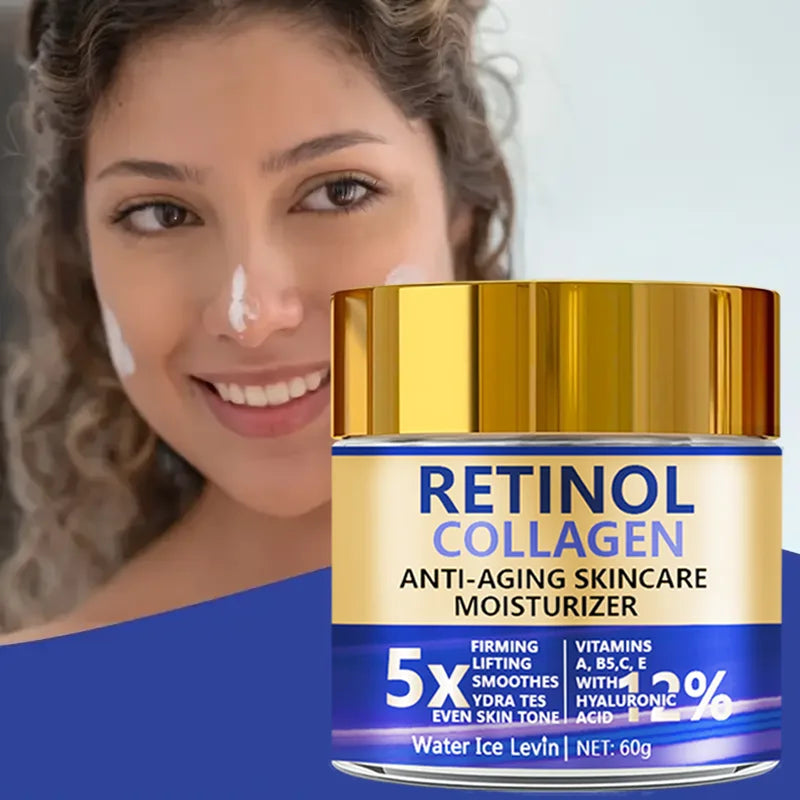 Crème visage au rétinol et collagène 60 g, soin hydratant raffermissant anti-âge à l'acide hyaluronique, livraison rapide