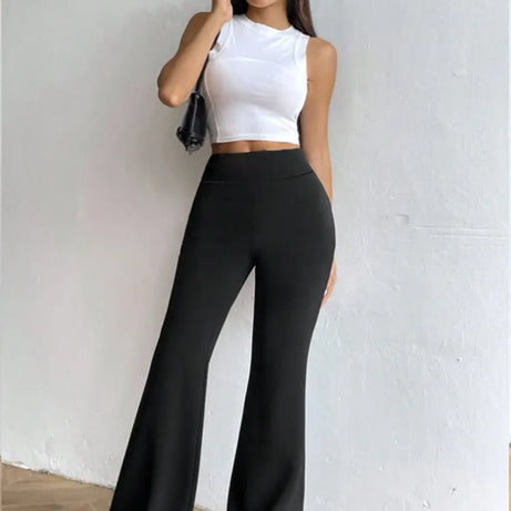 Pantalon de yoga décontracté évasé taille haute, pantalon évasé en tissu d'automne pour femmes, legging de yoga taille haute extensible, pantalon de fitness extérieur