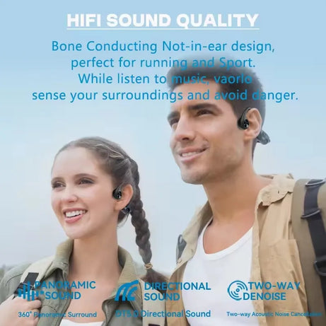 LonMao B33 Bone Conduction Earphones Bluetooth 5.4 Wireless Headphones Sports Headset HD Clear Mic for Workout Running Driving