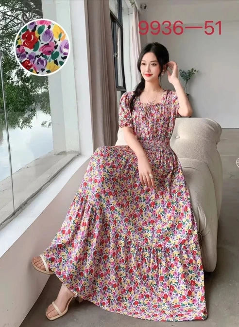 Women's Summer Indian Dress Robe Floral Korean Long Vintage Cotton Bohemian 2025 Casual Vestidos Para Mujer New in Dresses