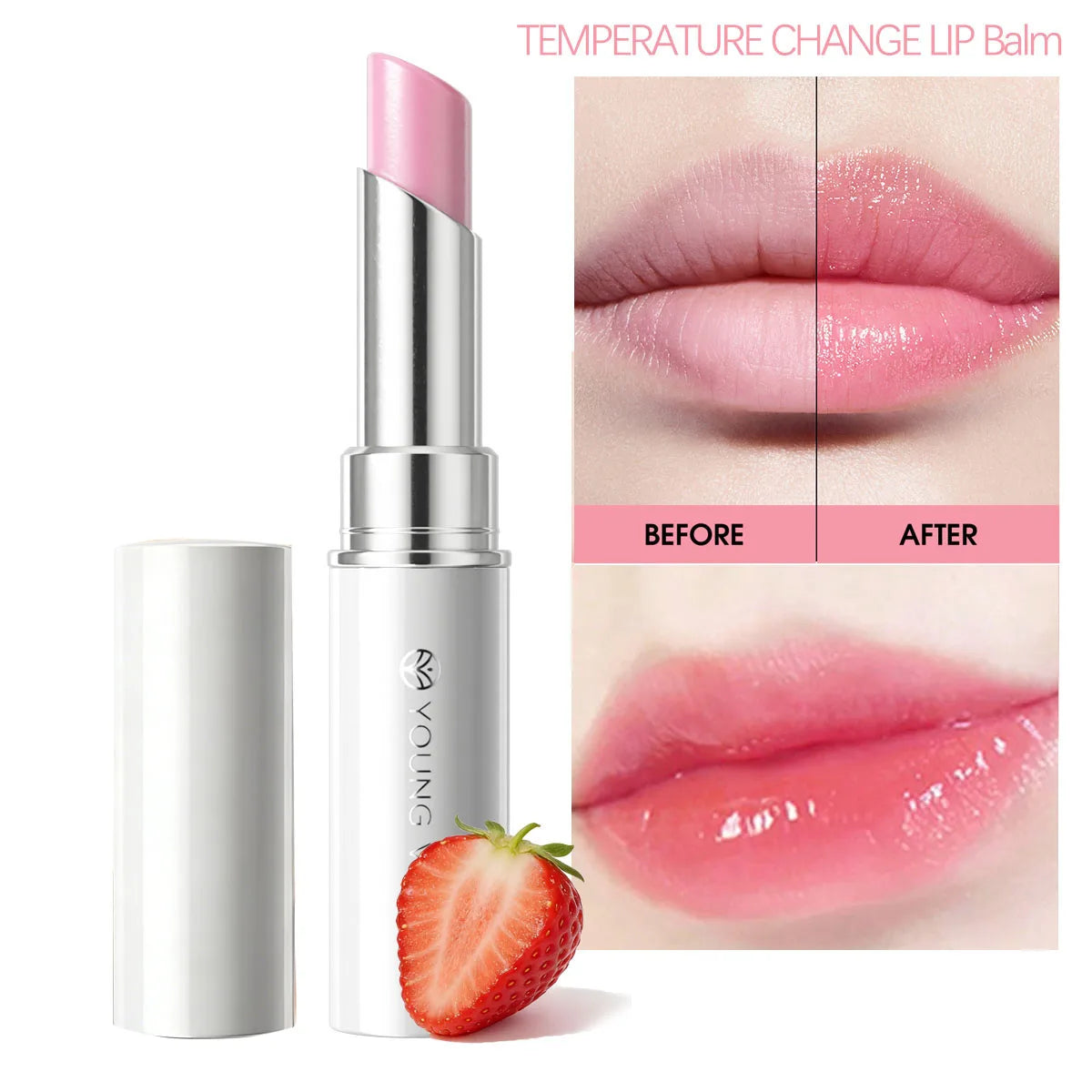 Gloss à lèvres à l'aloe vera qui change de couleur | Formule thermosensible, hydratante et nourrissante | Teinte à lèvres nourrissante pour des lèvres douces