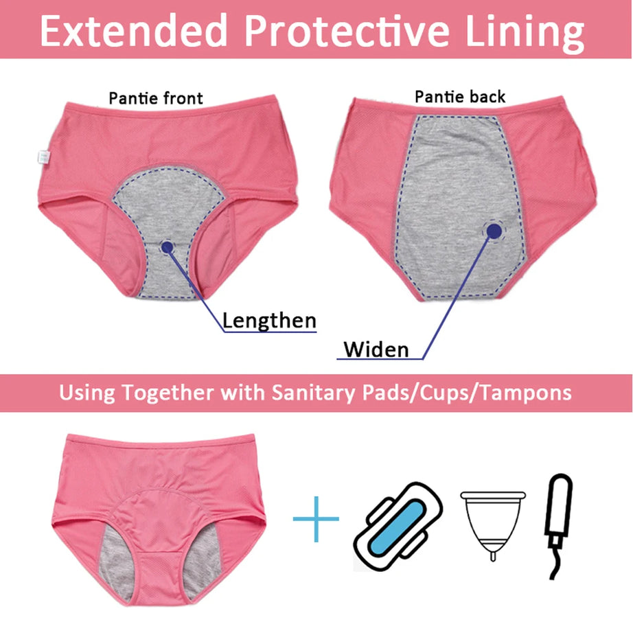Lot de 5 culottes menstruelles anti-fuites pour femmes, sous-vêtements menstruels sexy, culottes physiologiques imperméables et coupe menstruelle.