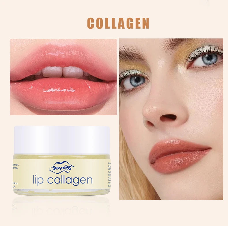 Masque de nuit pour les lèvres à l'acide hyaluronique et au collagène (20 g) : hydratation intense et longue durée, exfoliation, jour et nuit. Idéal comme cadeau.