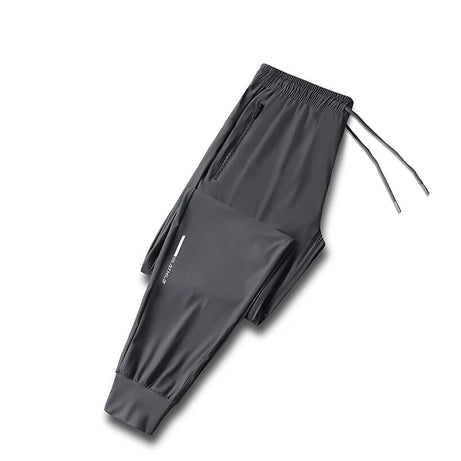 Pantalon en soie glacée de haute qualité pour homme, coupe slim décontractée, idéal pour l'été. Grande élasticité, séchage rapide, parfait pour la course et les activités de plein air.