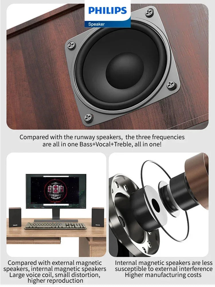 Enceinte Bluetooth Philips SPA20 avec son surround à 360°, stéréo sans fil Bluetooth pour ordinateur portable Macbook