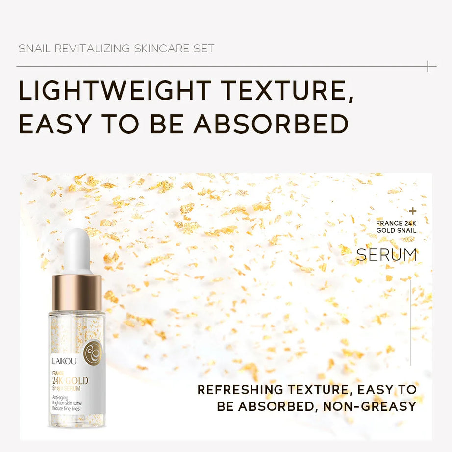 3pcs/set LAIKOU Vitamin C 24K Golden Sakura Skin Care Sets Face Cream Serum Eye Cream Moisturizing Anti Wrinkles Face Care Kit