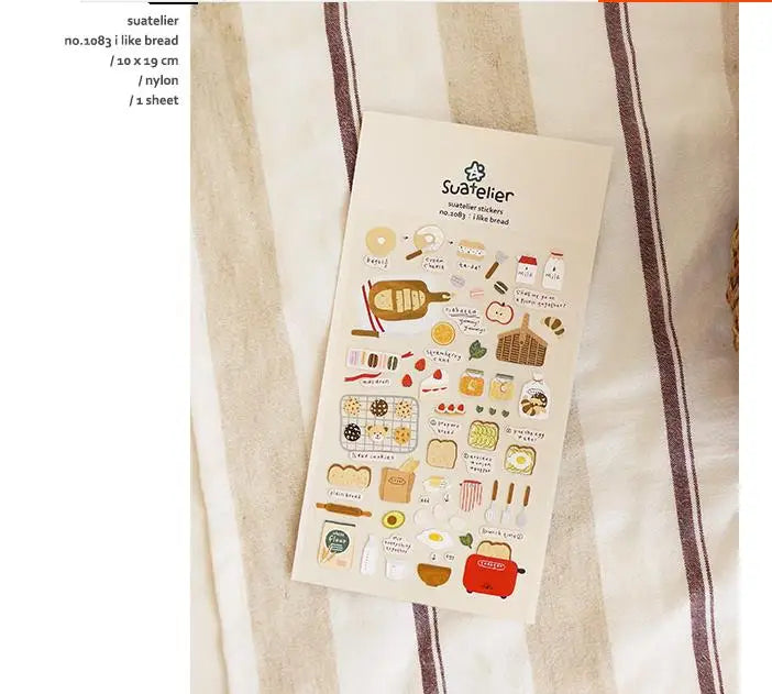 Autocollants Suatelier Foods, scrapbooking esthétique, jolis stickers pour carnets de voyage, décorations coréennes, agendas et fournitures de loisirs créatifs.