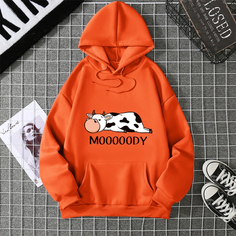 Sweat-shirts à capuche pour femme, imprimé vache tachetée kawaii, respirants, amples et chauds, en polaire, vêtements de sport automne-hiver