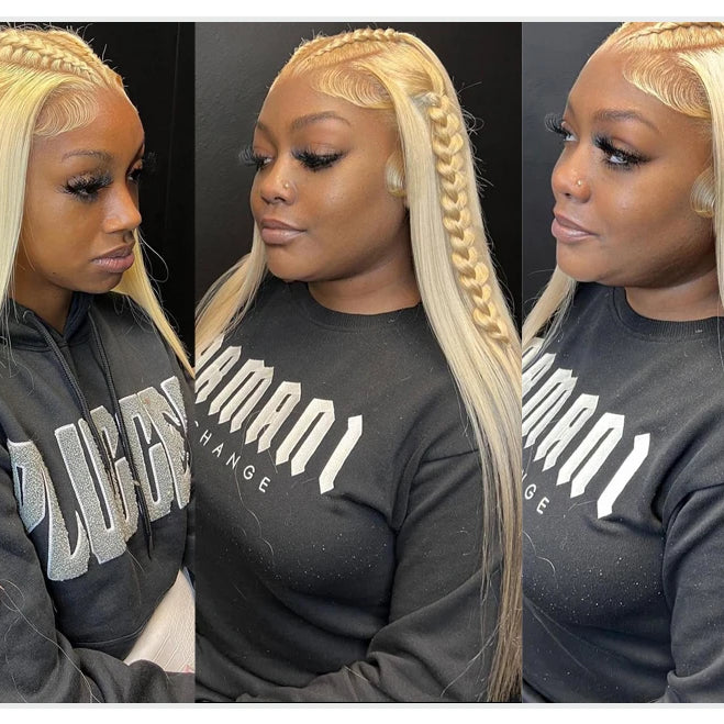13x4 13x6 360 HD Transparent 613 Honey Blonde Color Lace Front Human Hair Wigs for Women Raw Brazilian Straight Lace Frontal Wig