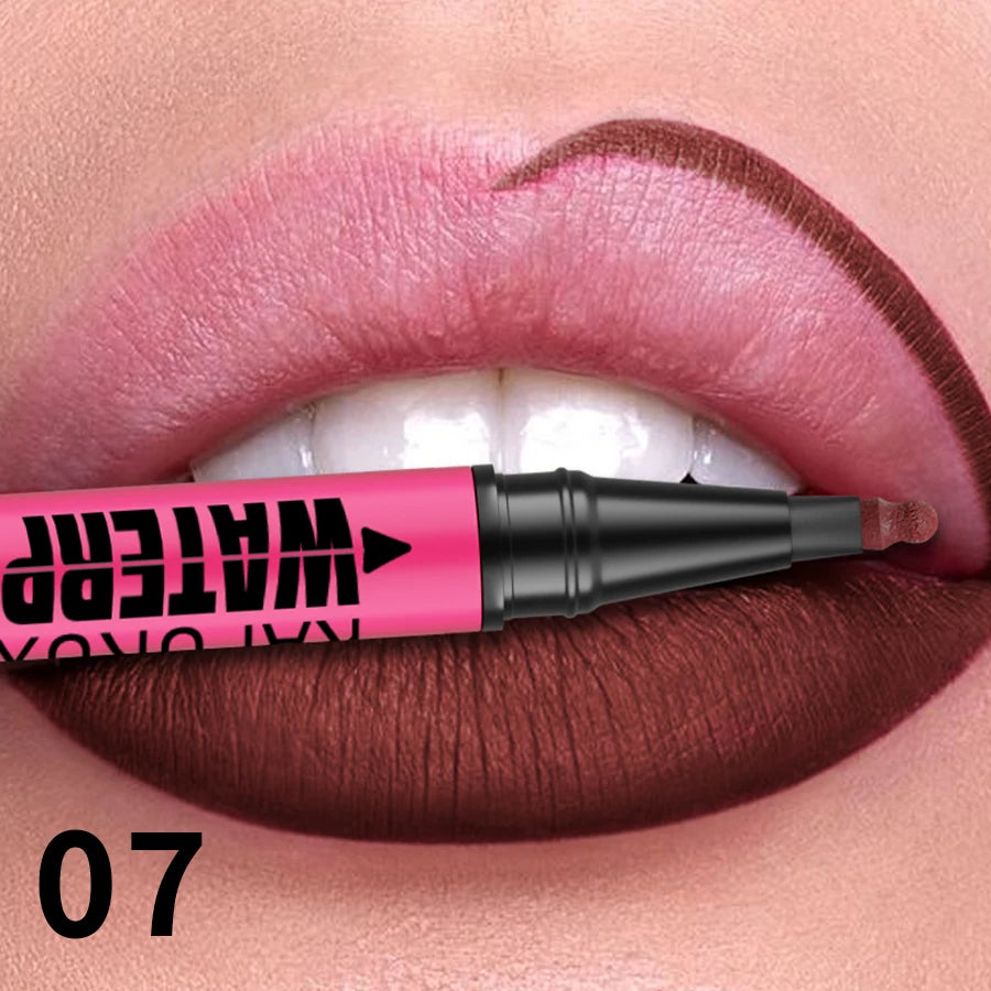 Crayon à lèvres liquide mat 12 couleurs, waterproof, effet repulpant, pour un contour des lèvres naturel et un maquillage contour des lèvres impeccable.