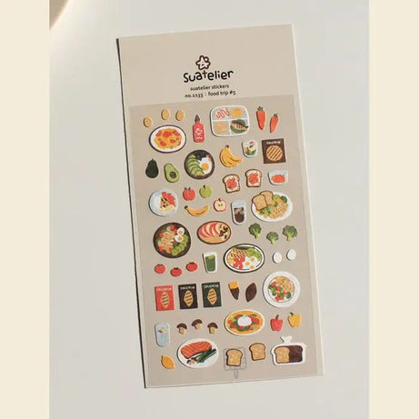 Autocollants Suatelier Foods, scrapbooking esthétique, jolis stickers pour carnets de voyage, décorations coréennes, agendas et fournitures de loisirs créatifs.