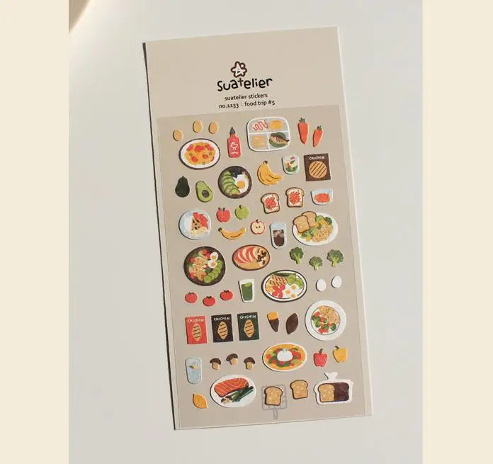 Autocollants Suatelier Foods, scrapbooking esthétique, jolis stickers pour carnets de voyage, décorations coréennes, agendas et fournitures de loisirs créatifs.