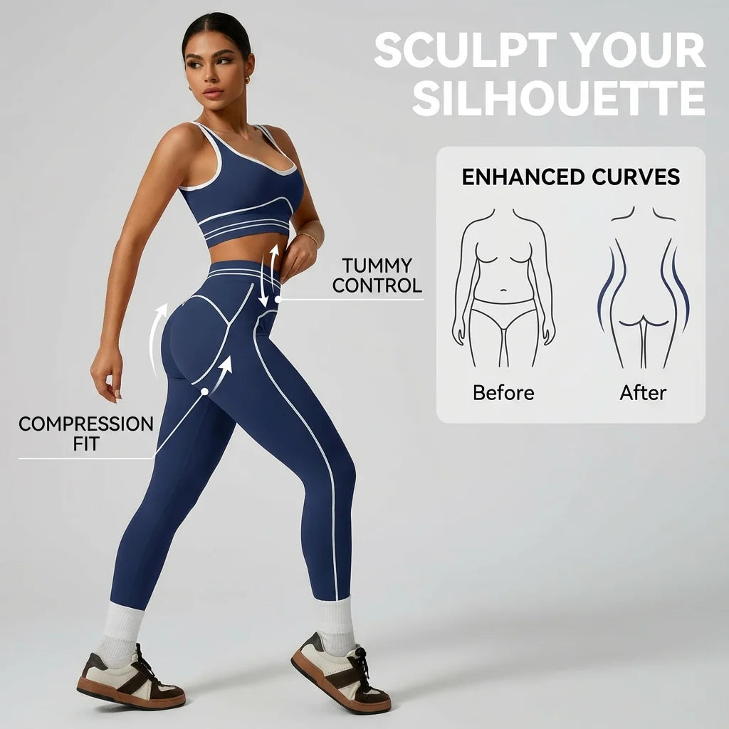 Ensemble de yoga sans coutures pour femme - Soutien-gorge de sport et legging taille haute, tenue de sport idéale pour la salle de sport, le fitness et les exercices d'étirement.