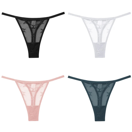 Lot de 4 culottes bikini en dentelle pour femme, strings sexy, tailles S à XL, sous-vêtements confortables dos nageur, lingerie sexy 2022