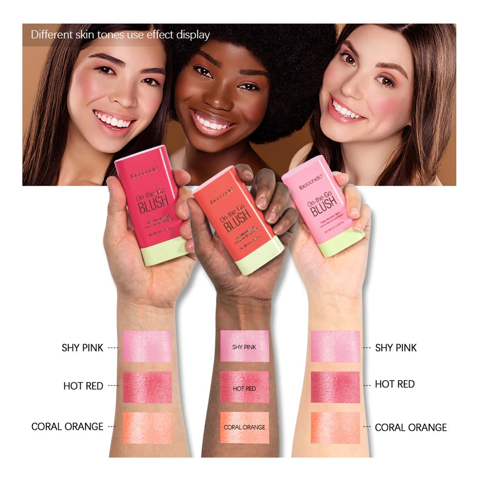 Blush Stick Fonctionnel Maquillage Facile à Colorer Rouge Crème Blush Waterproof Haute Rendu de Couleur Éclat du Teint