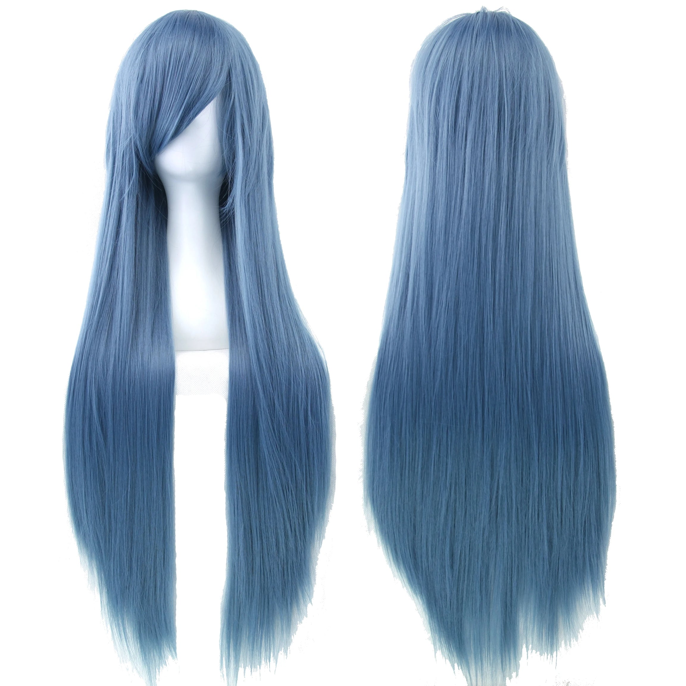 Perruque synthétique Soowee de 80 cm de long, blanche et violette, idéale pour le cosplay, les fêtes et les coiffures noires. Cheveux raides. Postiche pour femme.