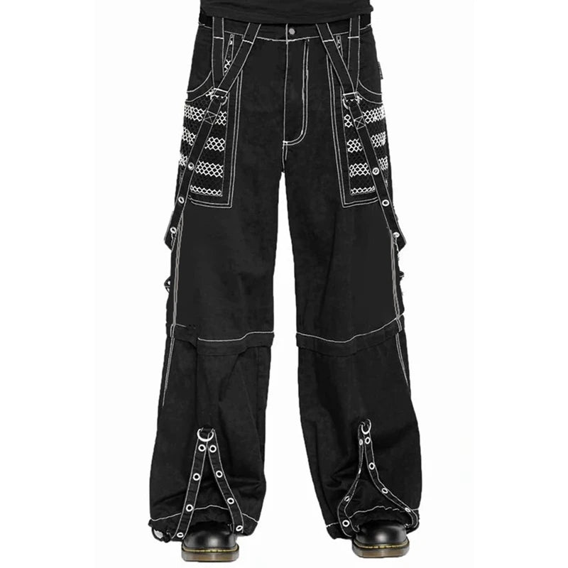 Pantalon en jean large style punk Y2K, pantalon ample gothique e-girl, pantalon cargo cyber grunge, jean baggy taille haute Harajuku pour femme