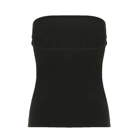 Débardeur noir sans bretelles à imprimé gothique pour femme, coupe skinny, court, style décontracté chic estival, streetwear Y2K, basique