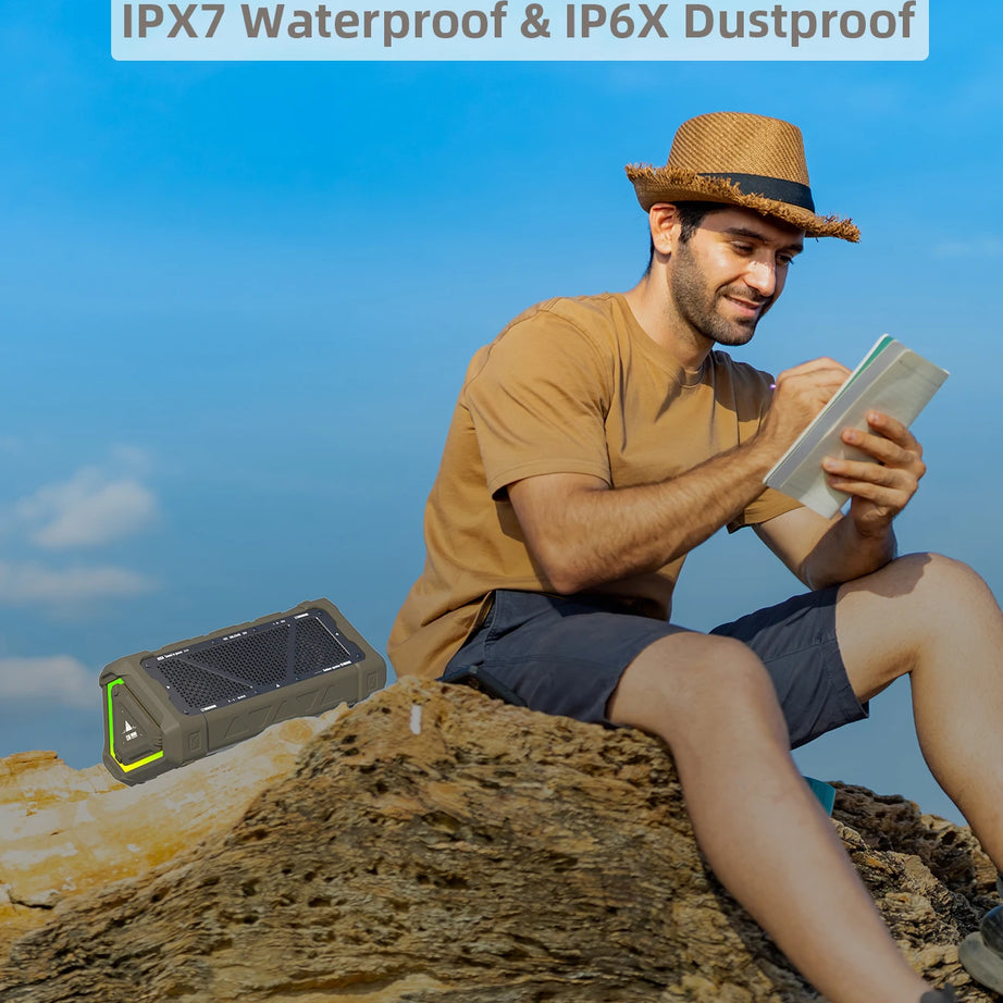 MLOVE P3 Outdoor Bluetooth Speaker, 40W Output Power Bluetooth 5.3 Speaker ,Stereo Sound IPX7 Waterproof,Micro SD Card,RGB Light