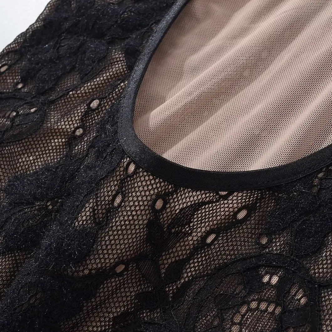 Body sexy transparente de encaje con forro, sin espalda, con tirantes finos, mono corto ajustado para mujer, monos ajustados, enterizos.