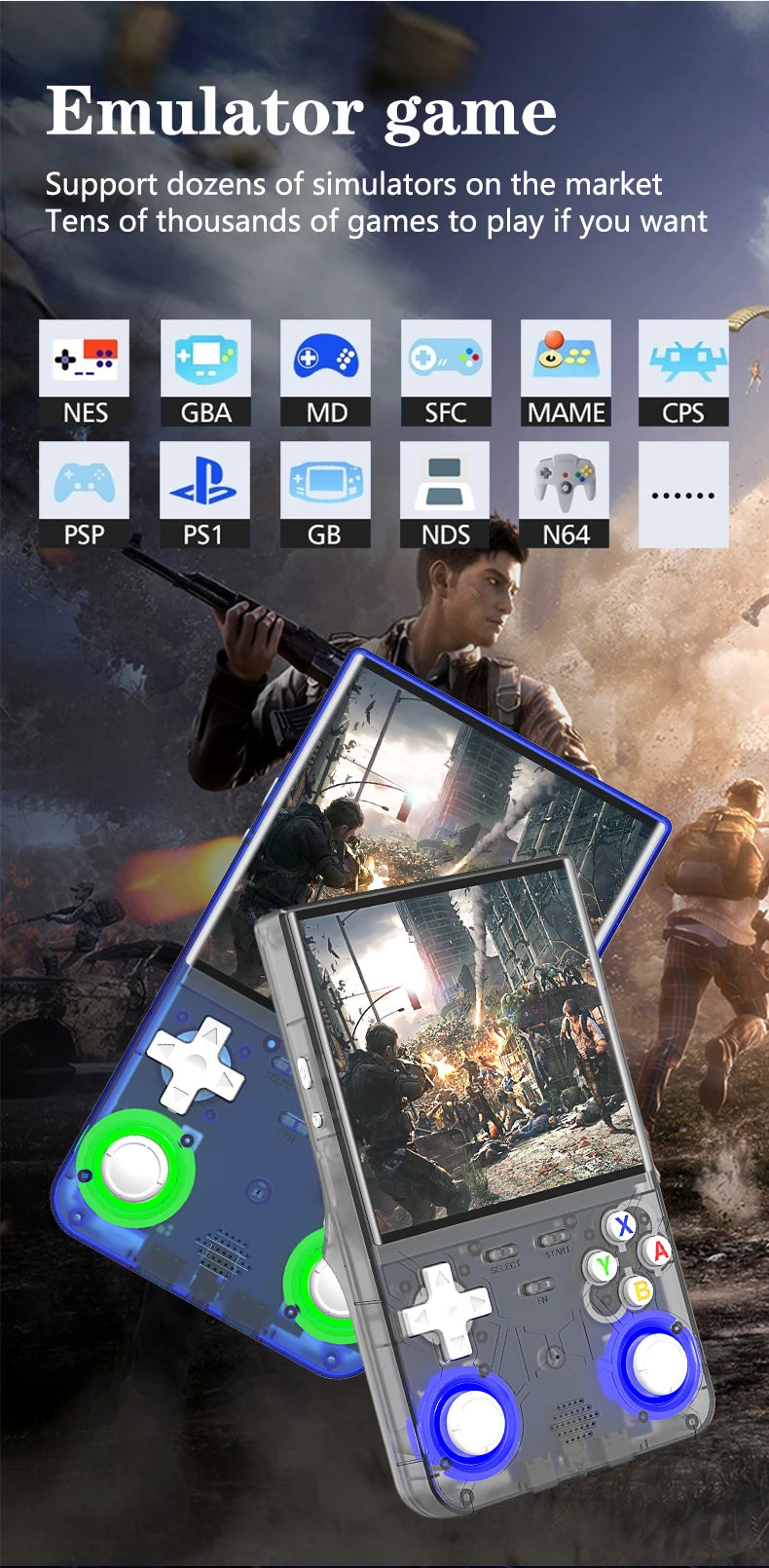 Nouvelle console de jeux portable ultra rétro R36, écran 4 pouces, système Linux open-source, 128 Go, lecteur vidéo portable.