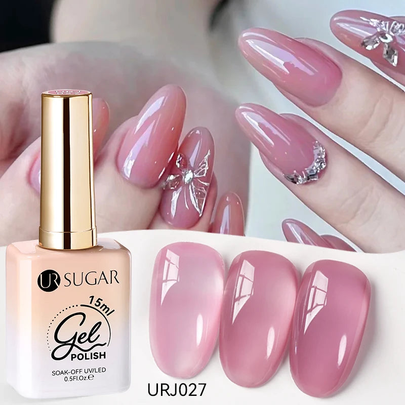 Vernis gel semi-permanent UR SUGAR 15 ml, couleur blanc laiteux translucide, effet gelée, UV, semi-permanent, pour nail art, à dissoudre. Dernière tendance.