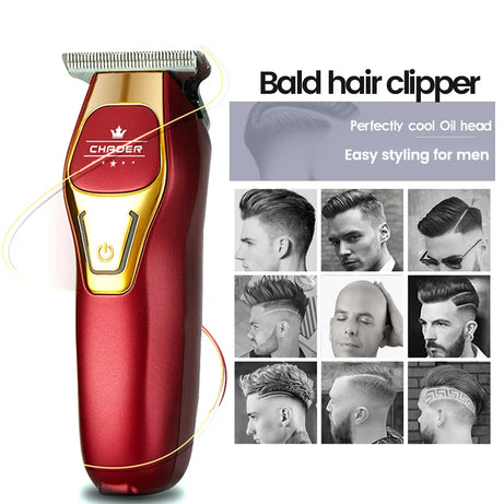 Tondeuse à cheveux professionnelle puissante pour hommes, lame en T de 0 mm, tondeuse électrique rechargeable, machine de coiffure et de rasage pour barbe