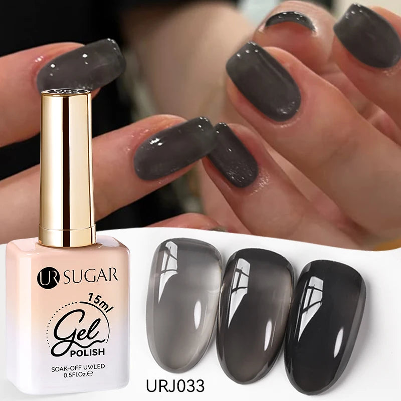 Vernis gel semi-permanent UR SUGAR 15 ml, couleur blanc laiteux translucide, effet gelée, UV, semi-permanent, pour nail art, à dissoudre. Dernière tendance.
