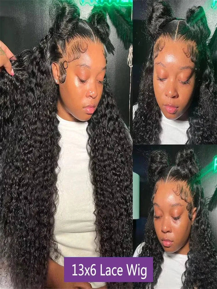 Perruque bouclée en cheveux humains de 30 à 40 pouces, ondulation profonde, perruque frontale en dentelle HD 13x6, perruque sans colle 4x4 et 5x5, cheveux humains prêts à porter, 360°