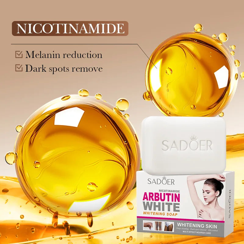 Savon visage moussant SADOER à la niacinamide et à l'arbutine, hydratant, éclaircissant et nettoyant en profondeur pour le corps et le visage. Savon artisanal.